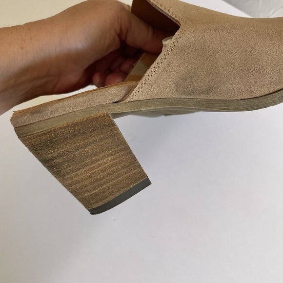 Mariella Sandals Mules Heels Tan Suede Open-Toe Made in Italy Womens Size 8 - Picture 8 of 14